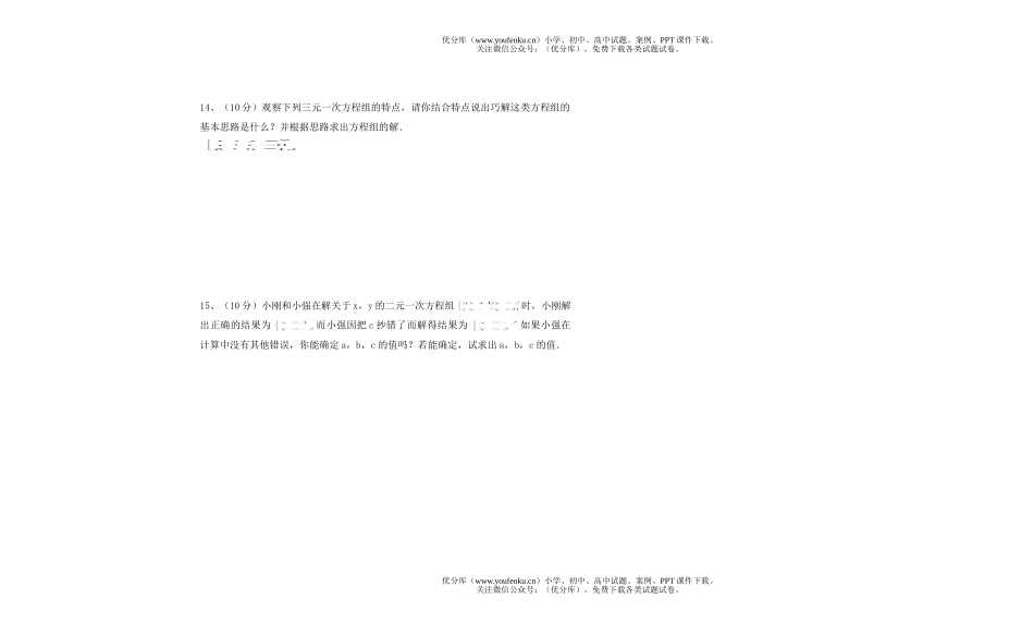 初中七年级数学二元一次方程组知识检测2试卷_第2页