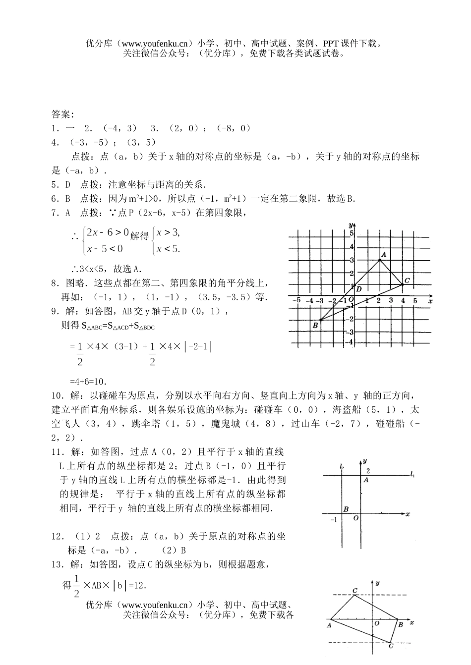 初中七年级数学平面直角坐标系练习试卷_第3页