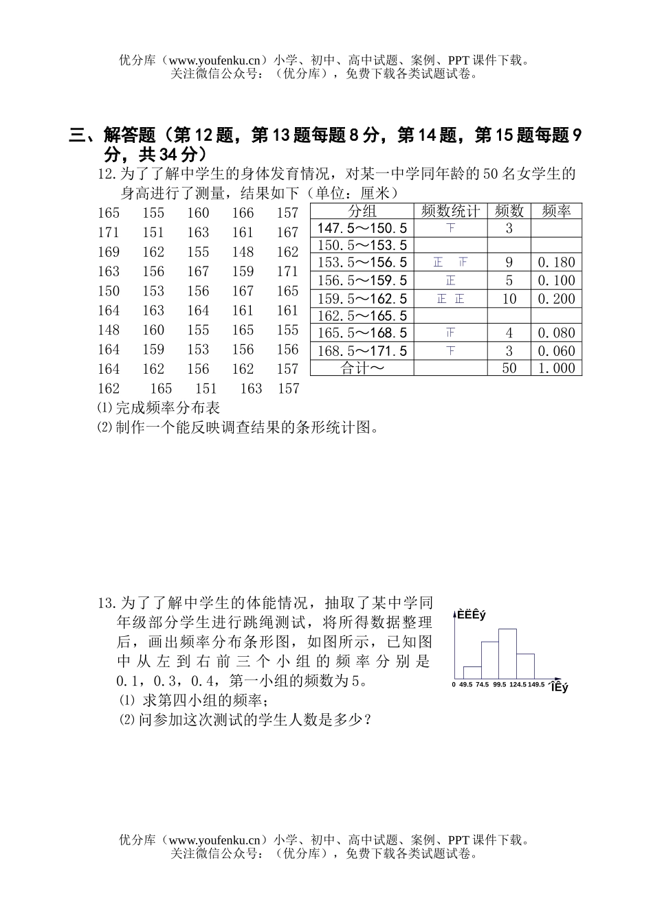 初中七年级数学数据在我们周围测2试卷_第3页