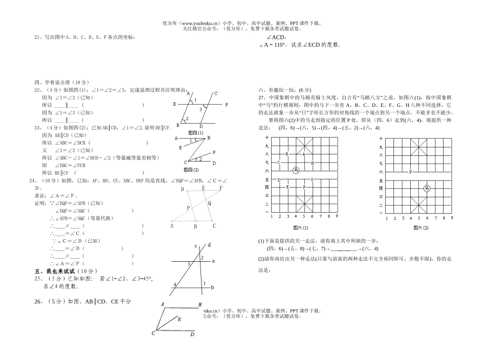 初中七年级数学春中期考试卷_第2页