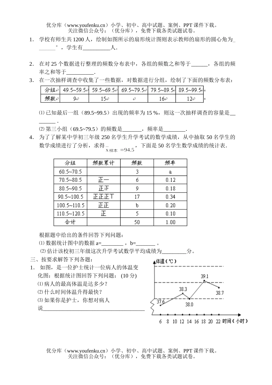 初中八年级数学(上)数据的描述测试卷_第2页