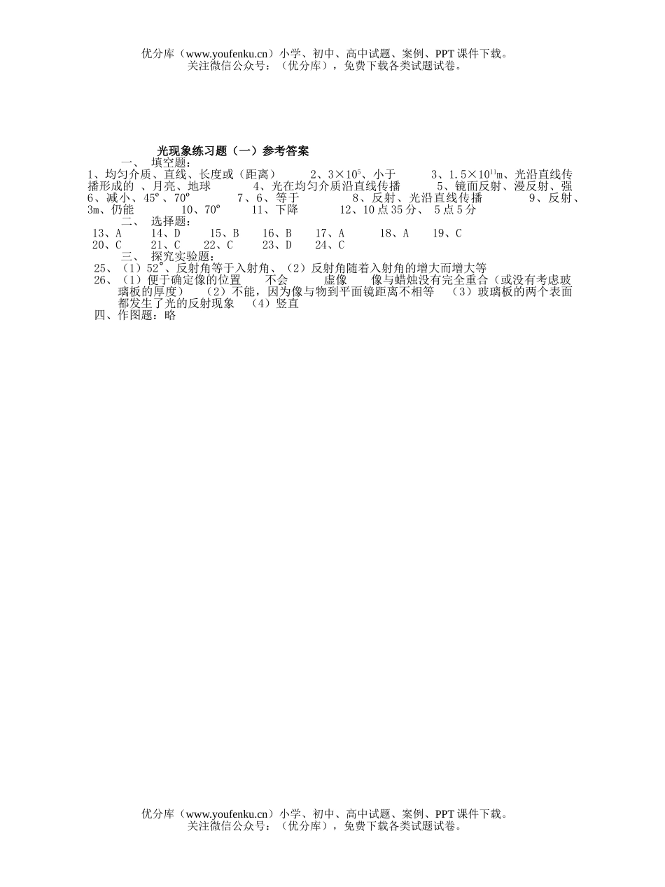 初中八年级物理光现象练习题(光的反射)试卷_第3页