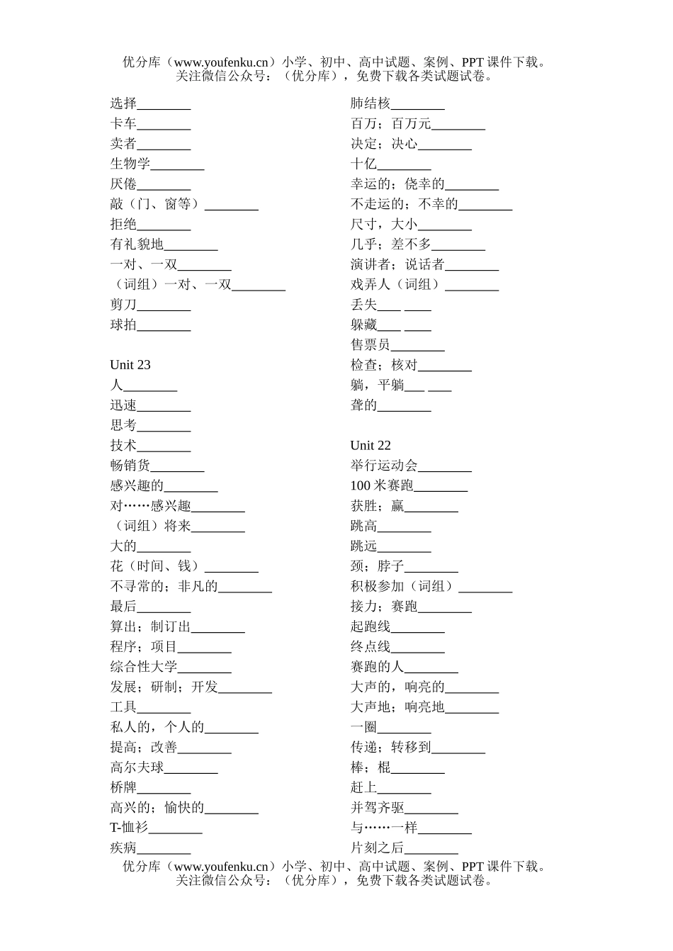 初中八年级英语下学期单词过关试卷_第2页