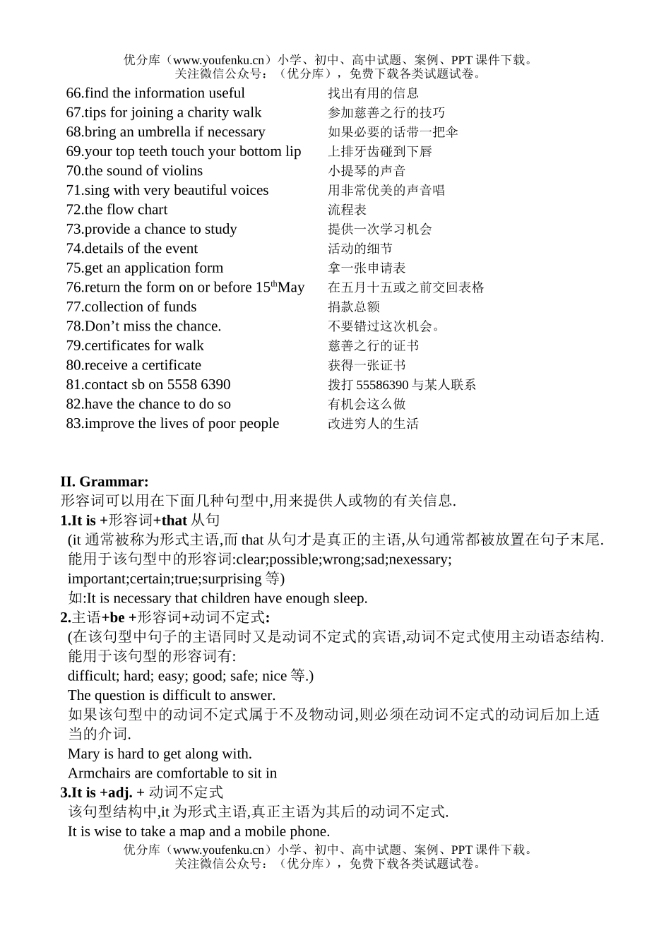 初中八年级英语牛津上学期第六单元复习要点试卷_第3页