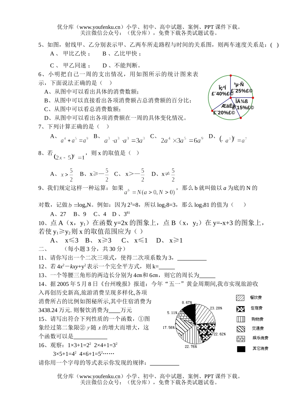 初中八年级数学(上)期末测(三)试卷_第2页