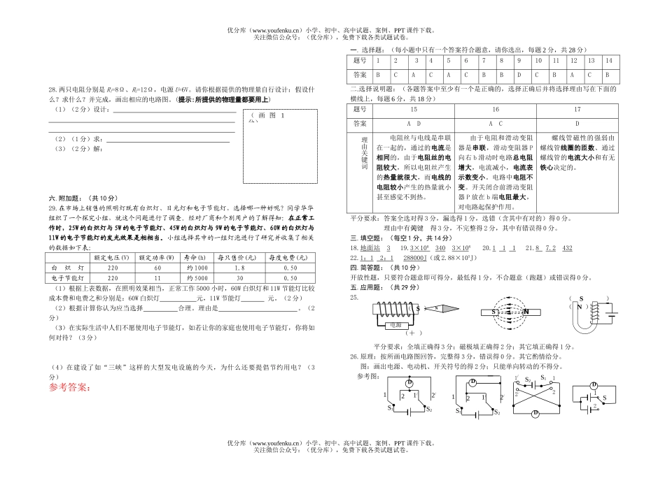 初中八年级物理第二学期期末检测试卷_第3页
