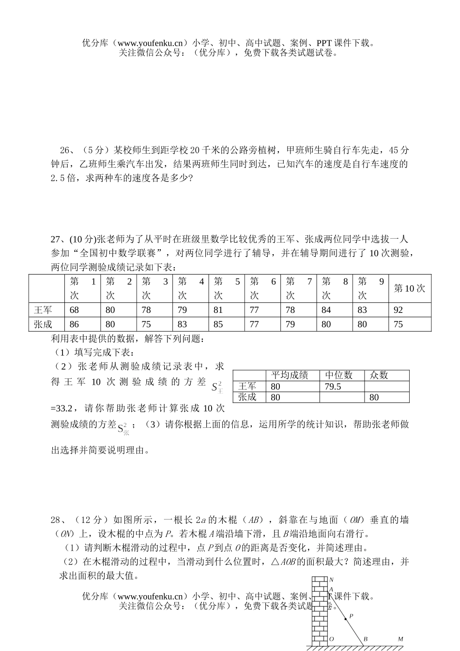 初中八年级数学第二学期期末测试卷_第2页