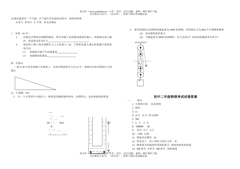 初中八年级物理考试卷_第2页
