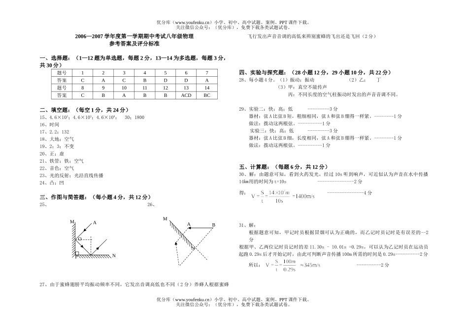 初中八年级物理第一学期期中考试卷_第3页