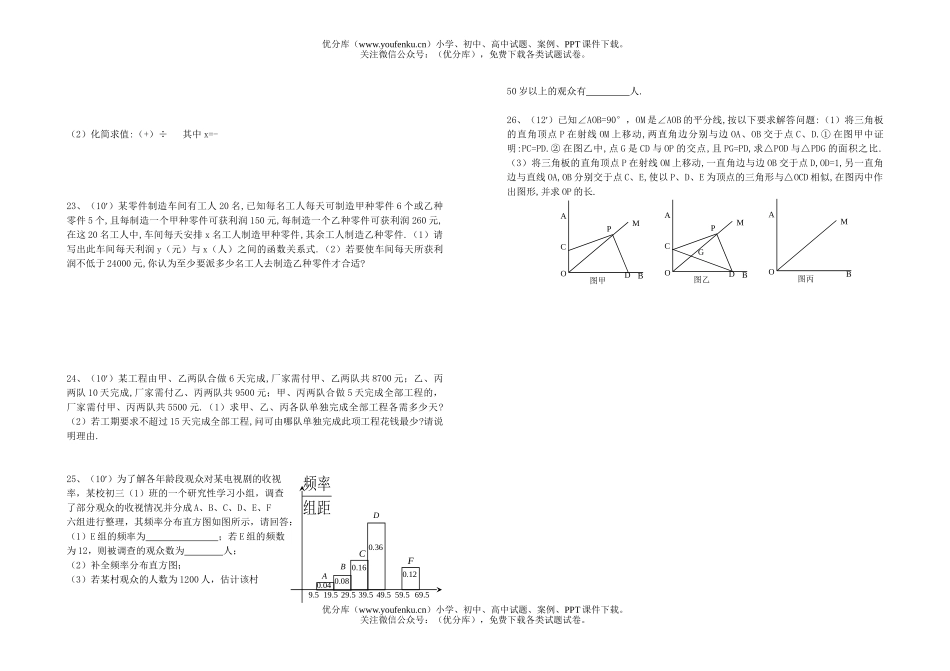初中八年级数学下期末复习综合测二试卷_第2页