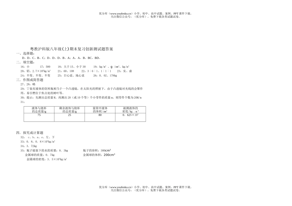 初中八年级物理上学期期中测试卷_第3页