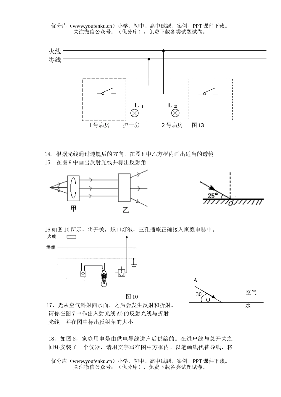 初中八年级物理第一学期期末复习《作图题》专题试卷_第3页