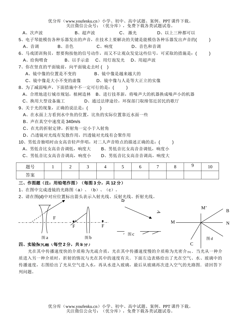 初中八年级物理期中考试卷_第2页