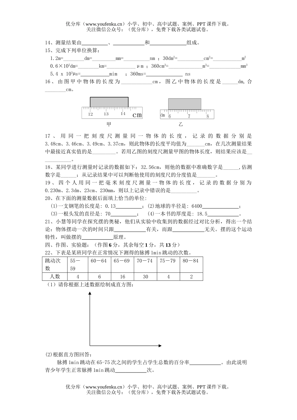 初中八年级物理“走进世界”试卷_第1页