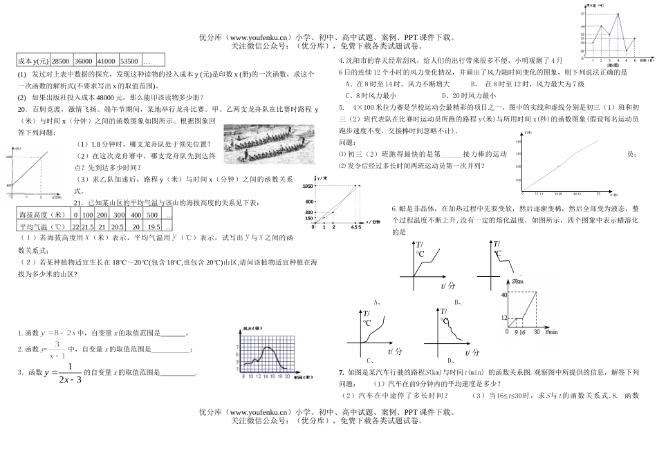 初中八年级数学一次函数复习试卷_第2页