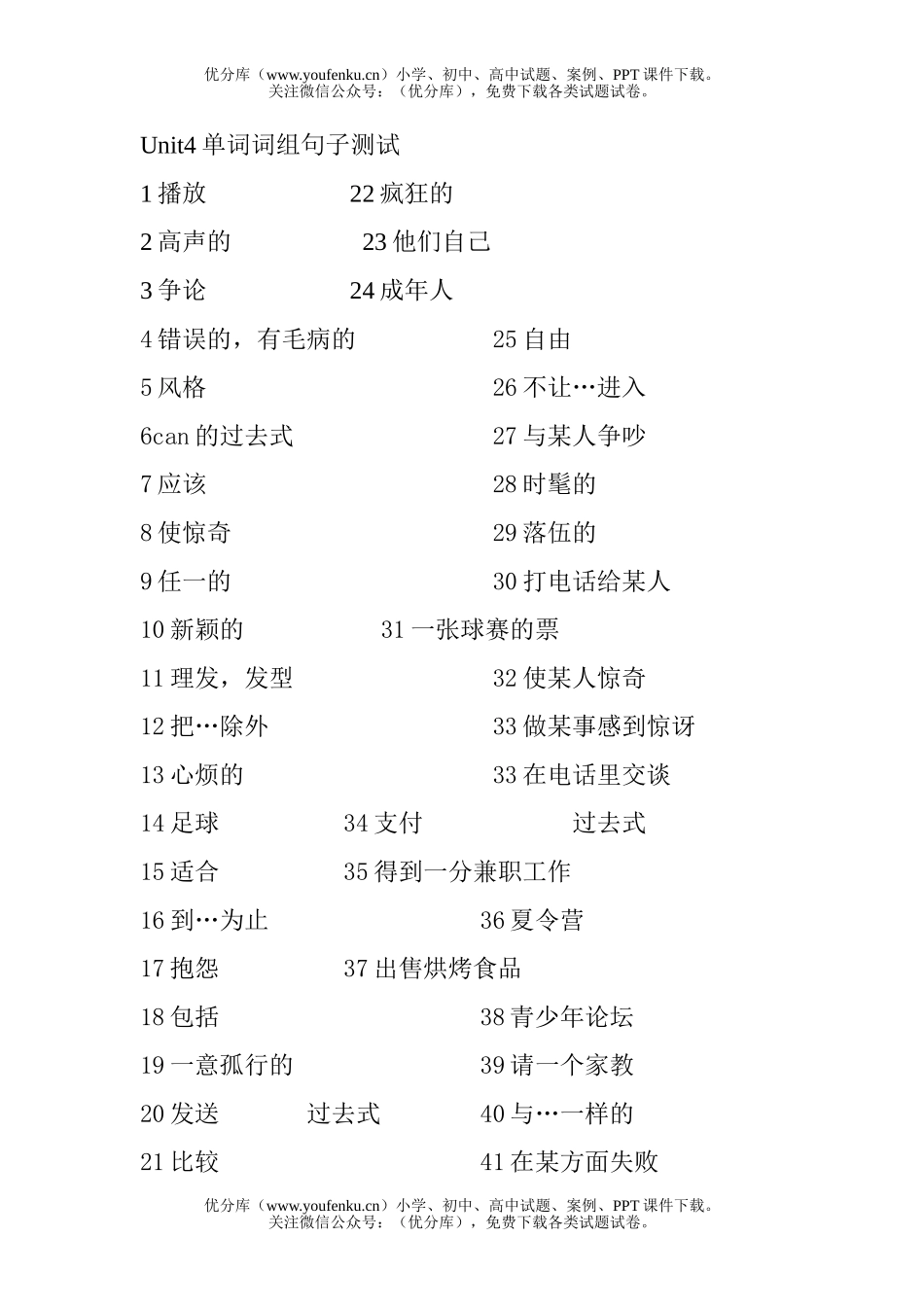 初中八年级英语新目标下学期unit2单词,词组,句子测验试卷_第1页