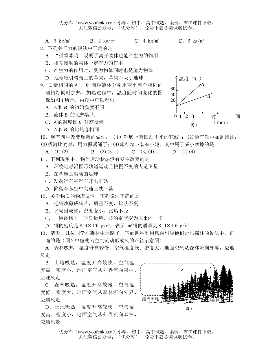 初中八年级物理上学期期中试卷_第2页