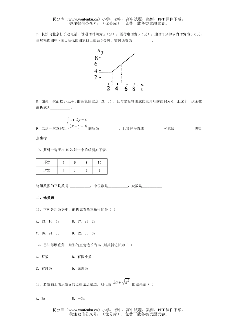 初中八年级数学(上)综合测试卷_第2页