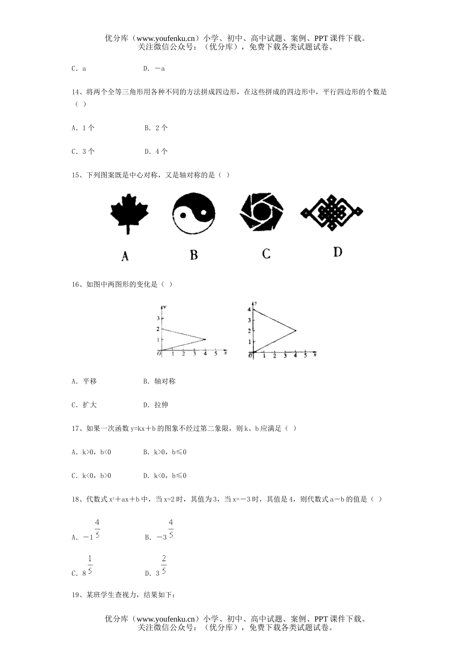 初中八年级数学(上)综合测试卷_第3页