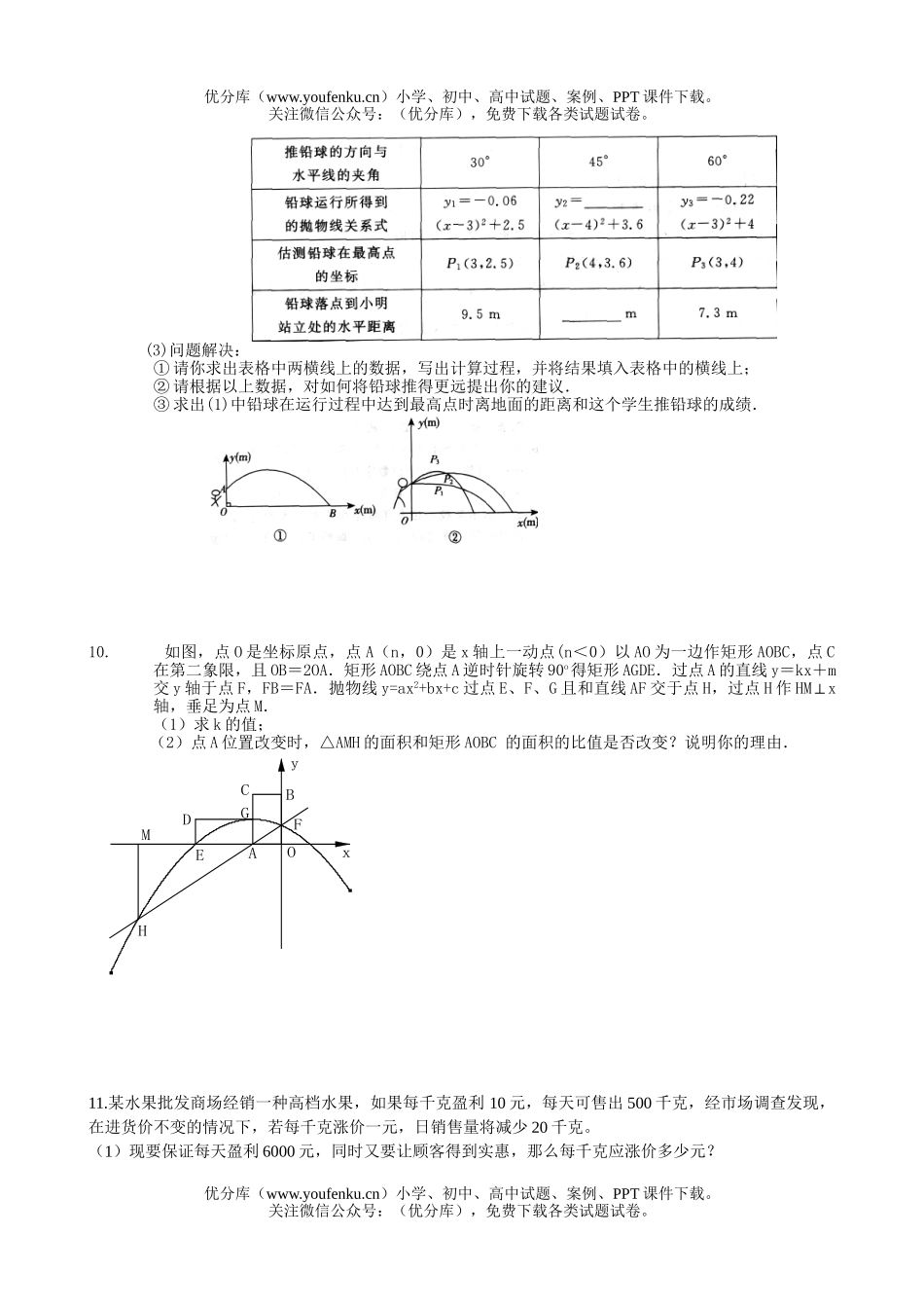 初中八年级数学二次函数综合题(动点练习)试卷_第3页