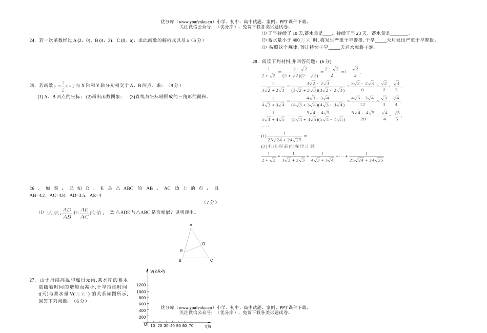初中八年级数学期中2试卷_第2页