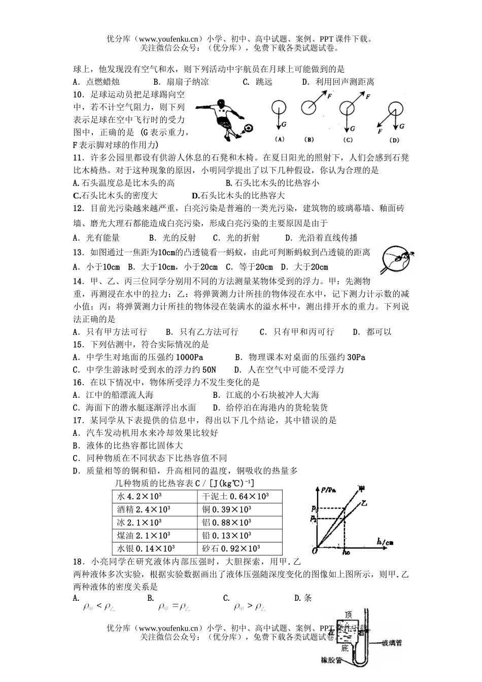 初中八年级物理下期末试卷_第2页