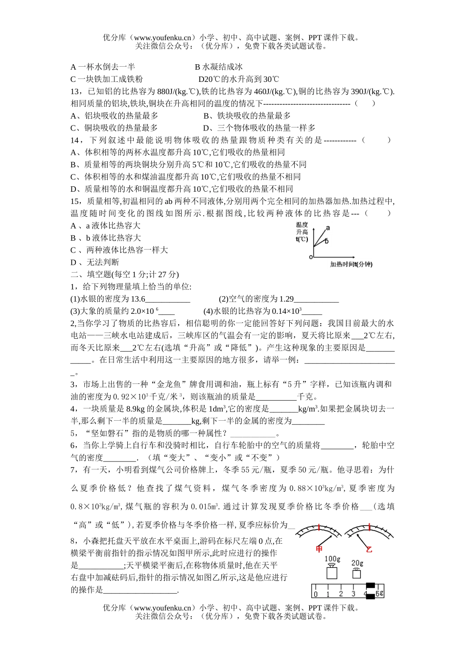 初中八年级物理第二学期月考试卷_第2页