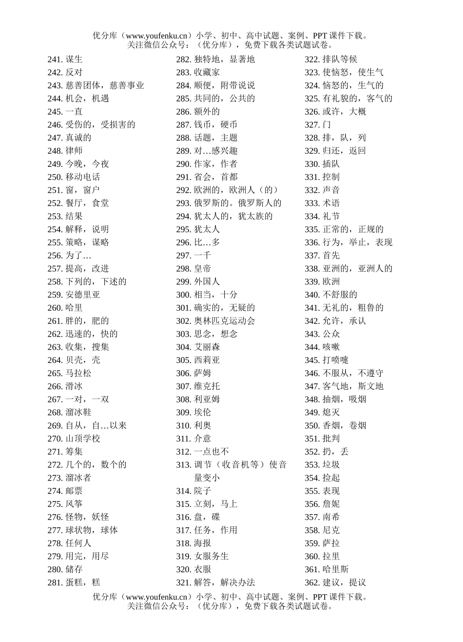 初中八年级英语下册单词(汉译英)试卷_第2页