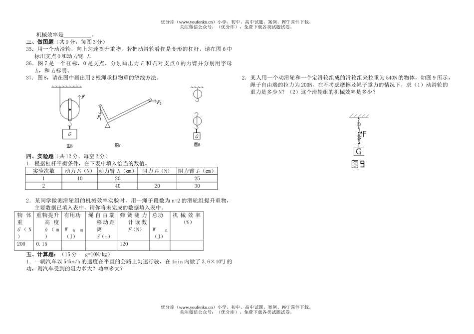 初中八年级物理初第二学期月考试卷_第2页