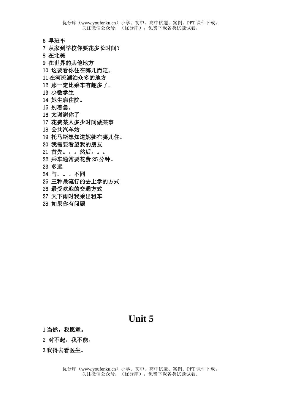初中八年级英语Unit One词组试卷_第3页