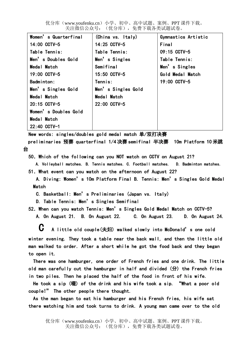 初中八年级英语下学期期末调研测试卷_第3页
