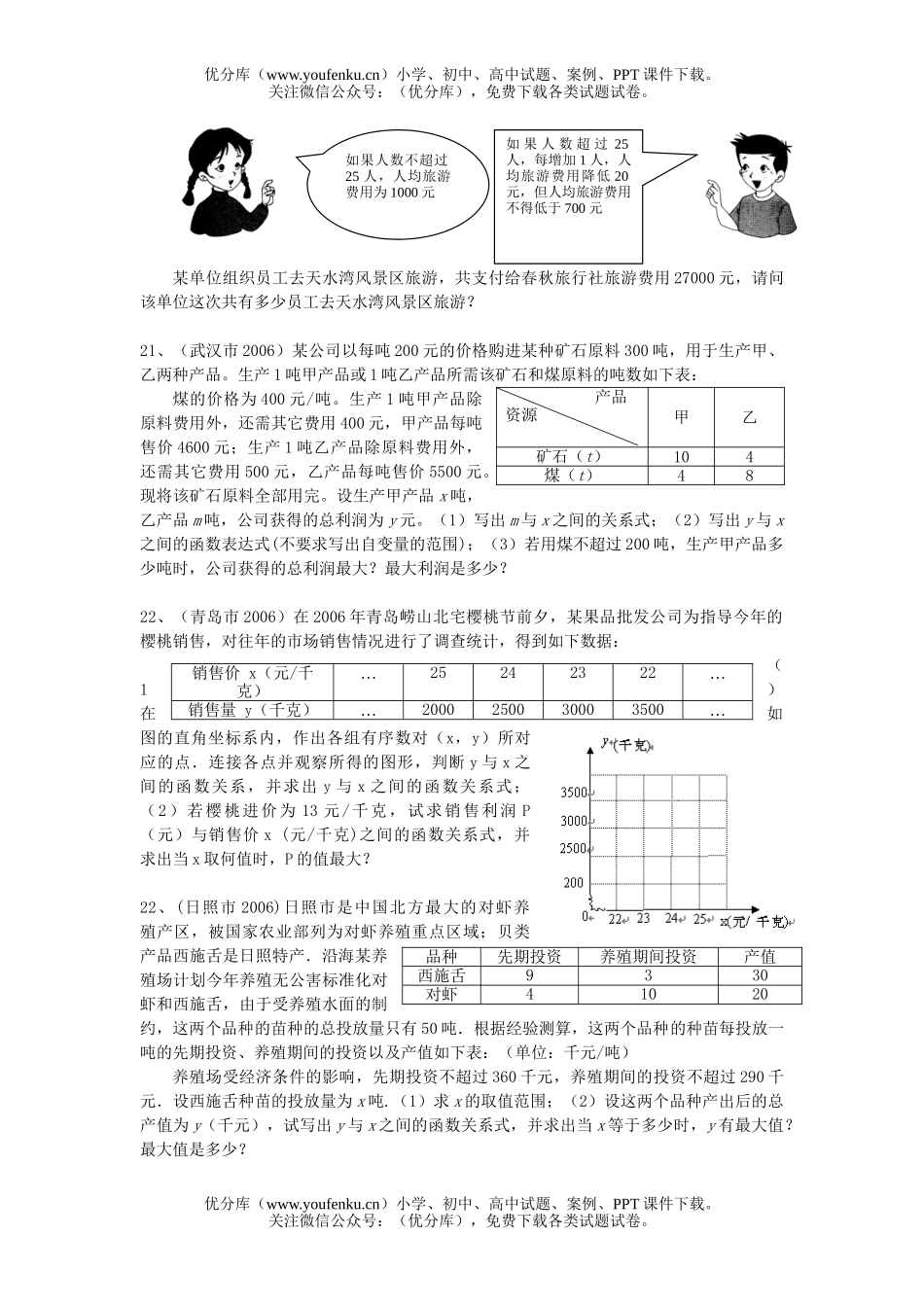 初中八年级数学《一次函数》复习题试卷_第3页