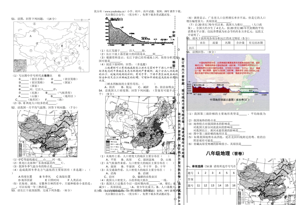初中八年级地理下学期期中考试卷_第2页