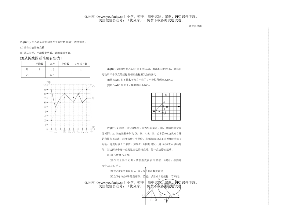 初中八年级数学下期末综合试卷_第2页