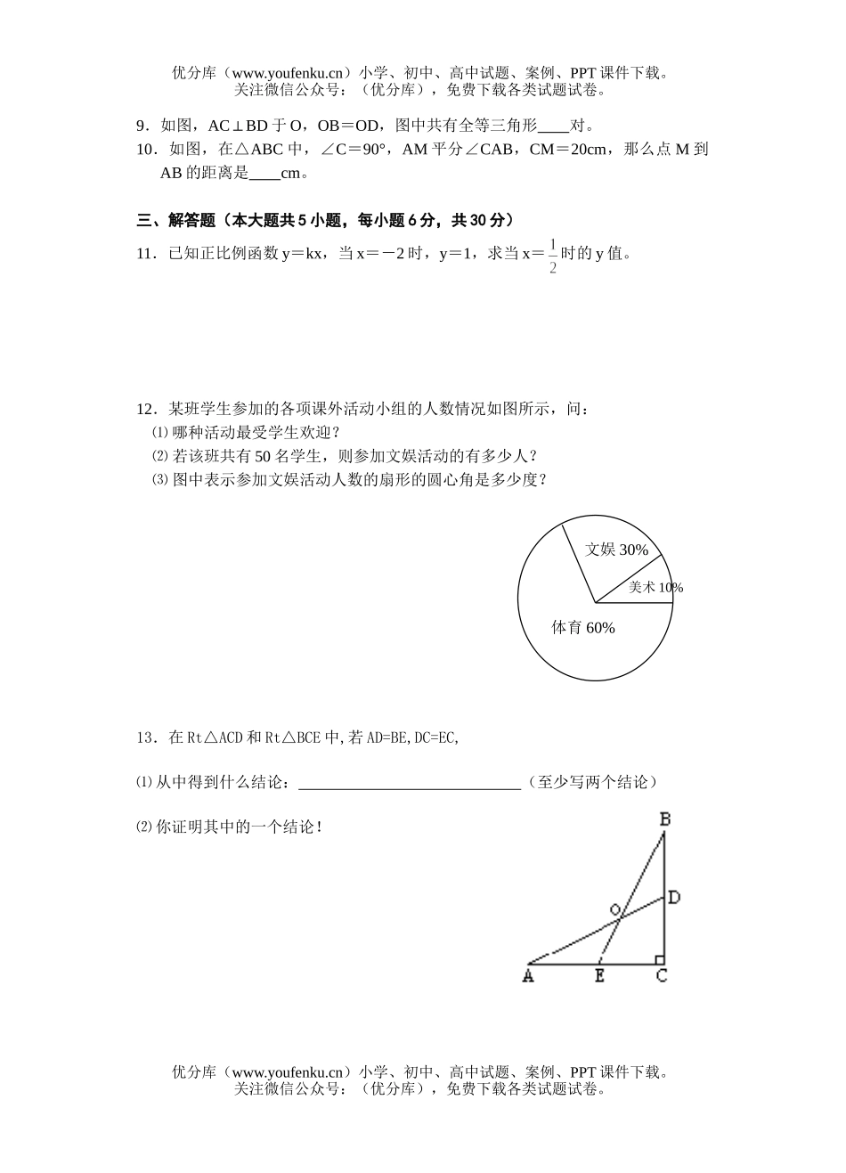 初中八年级数学(上)期中考试卷_第2页