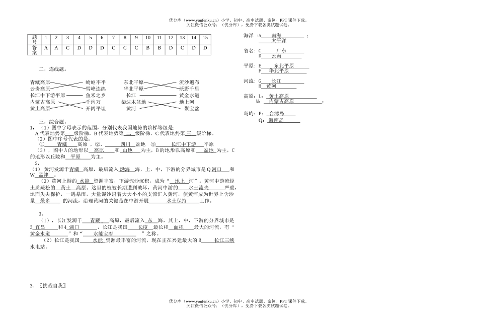 初中八年级地理第一学期期中试卷_第3页