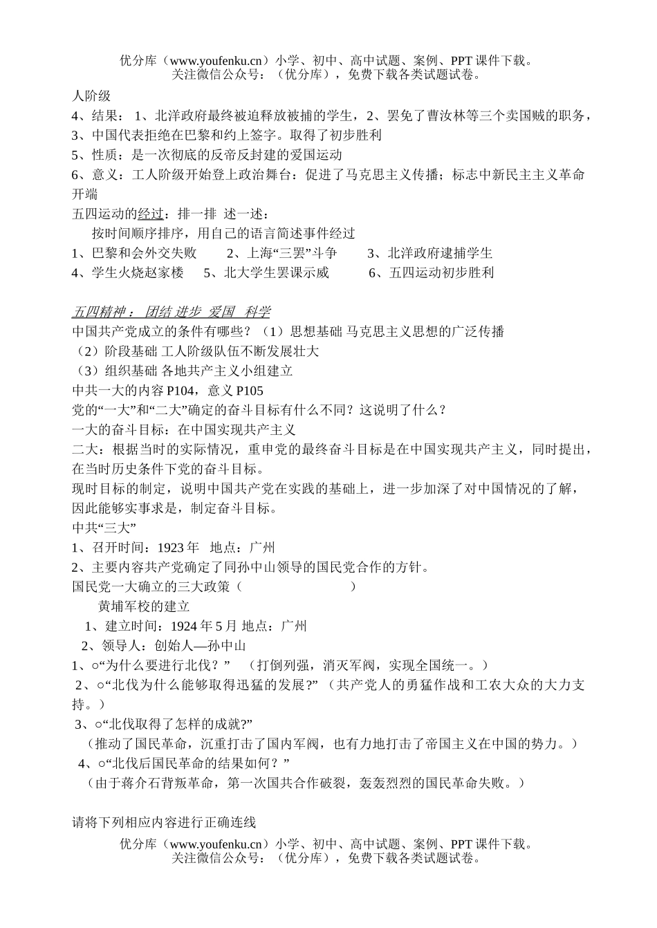 初中八年级历史第七单元复习试卷_第2页