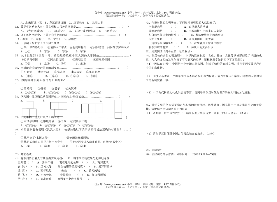 初中八年级历史上册期末复习试卷_第2页