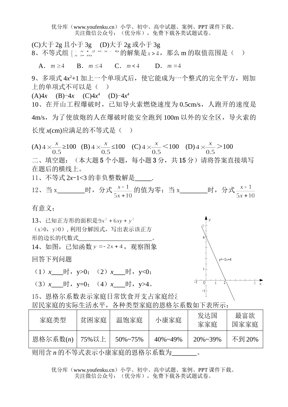 初中八年级数学三月考试卷_第1页