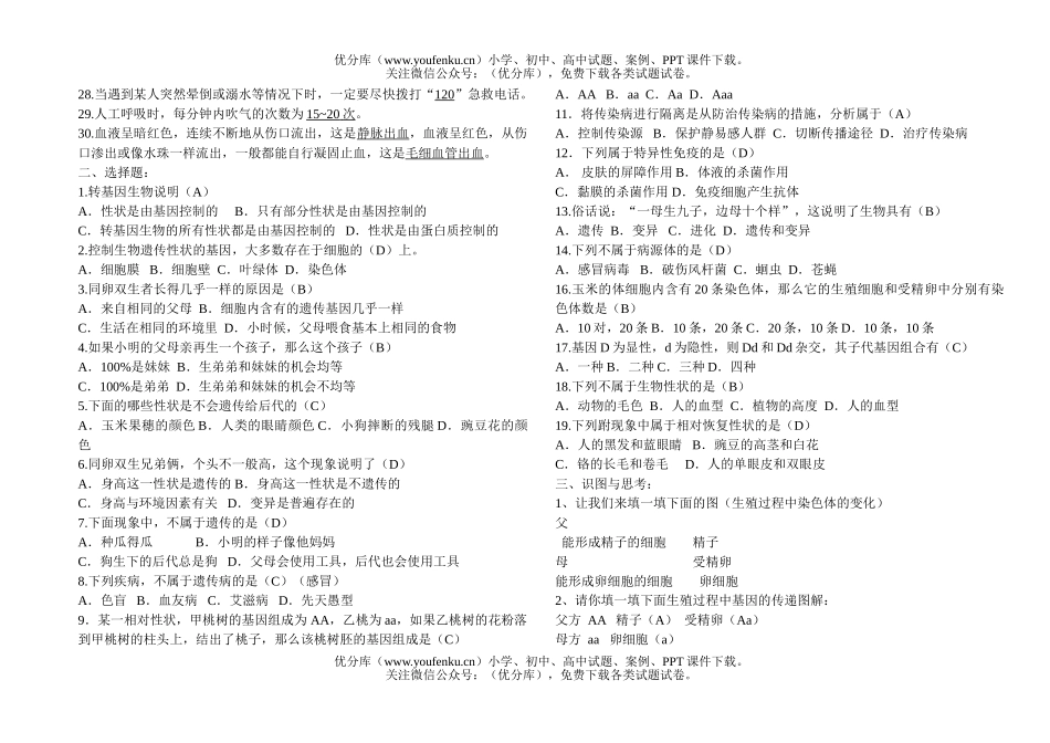 初中八年级生物下期结业复习试卷_第2页