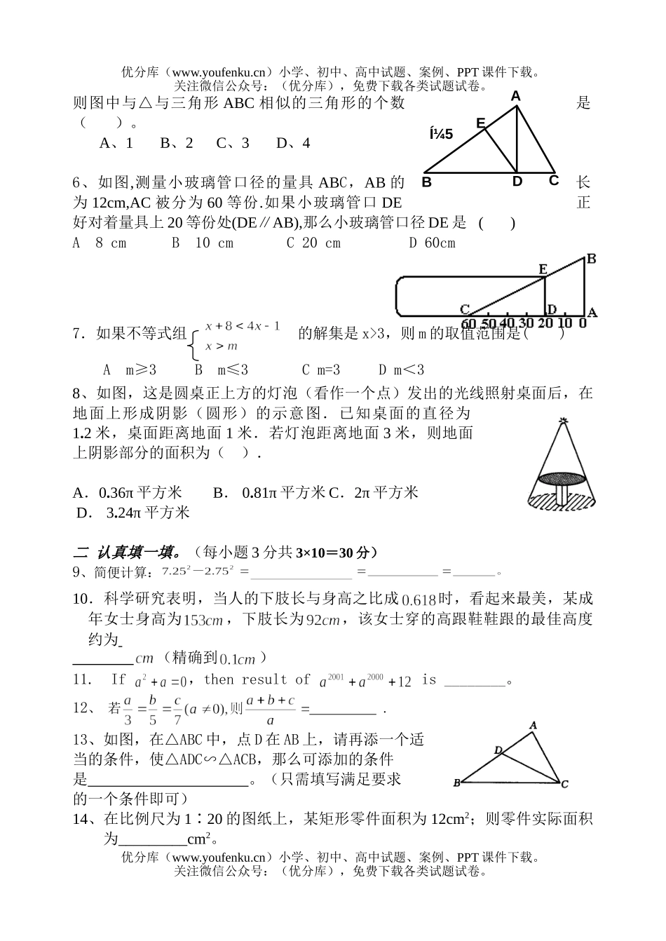 初中八年级数学(下)第二次月考试卷_第2页