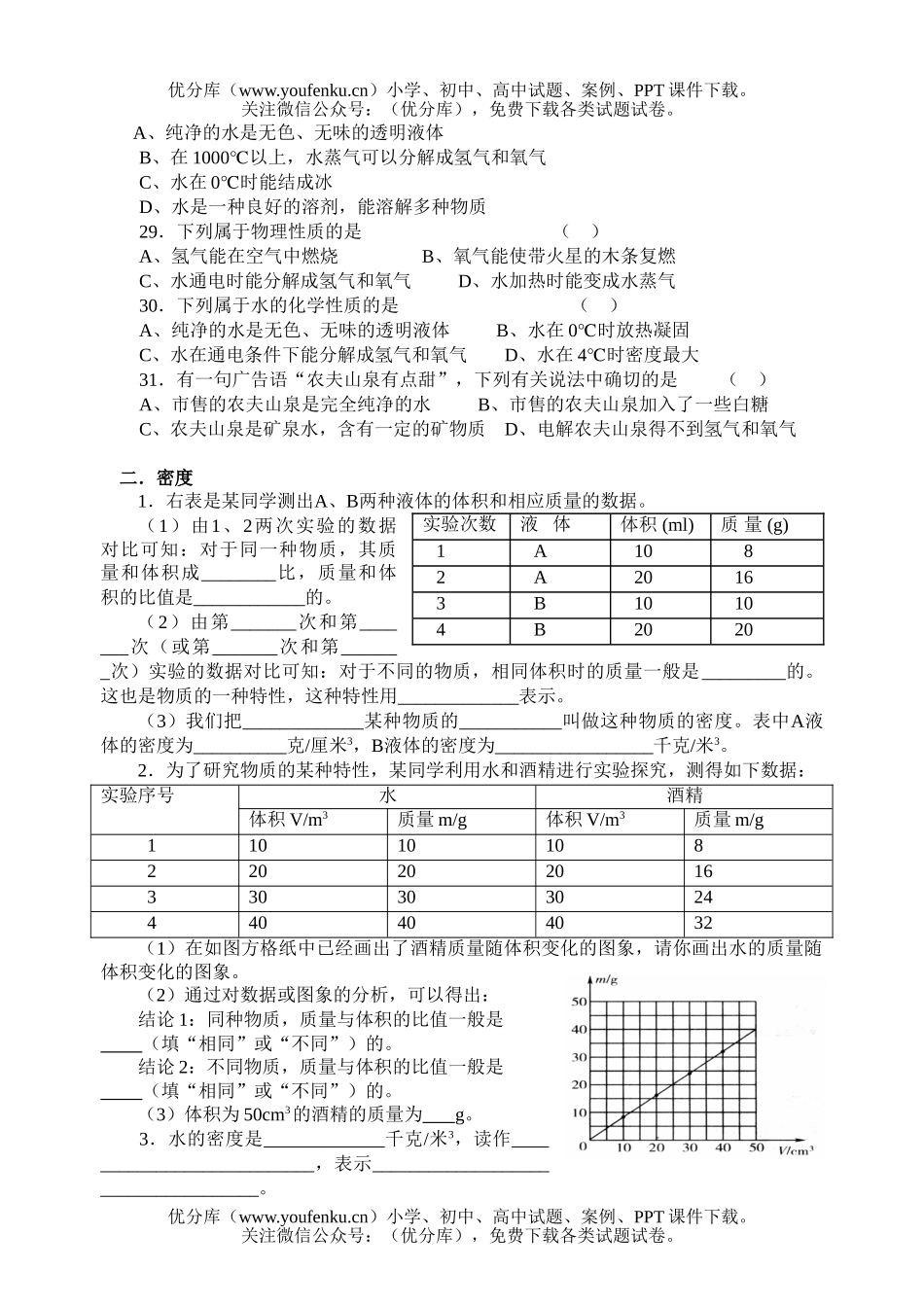 初中八年级科学基础练习题试卷_第3页