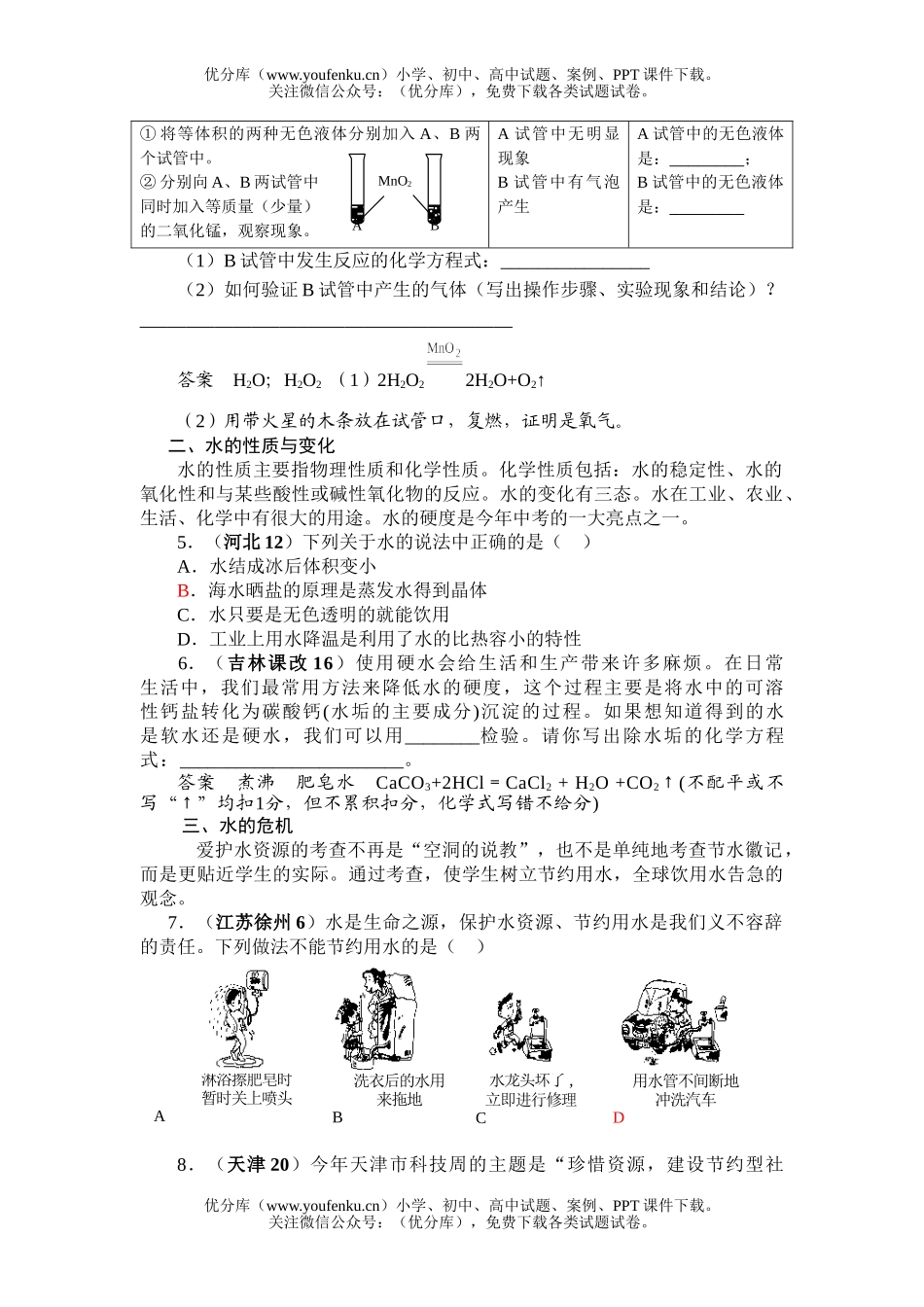 初中八年级科学专题整理-水试卷_第2页