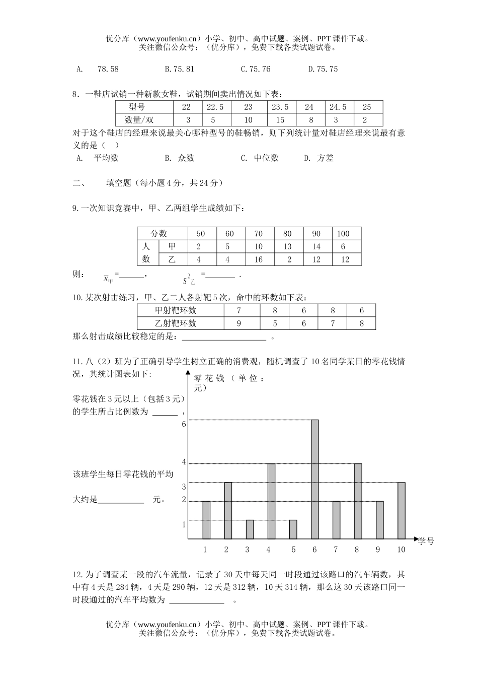 初中八年级数学下学期复习5试卷_第2页
