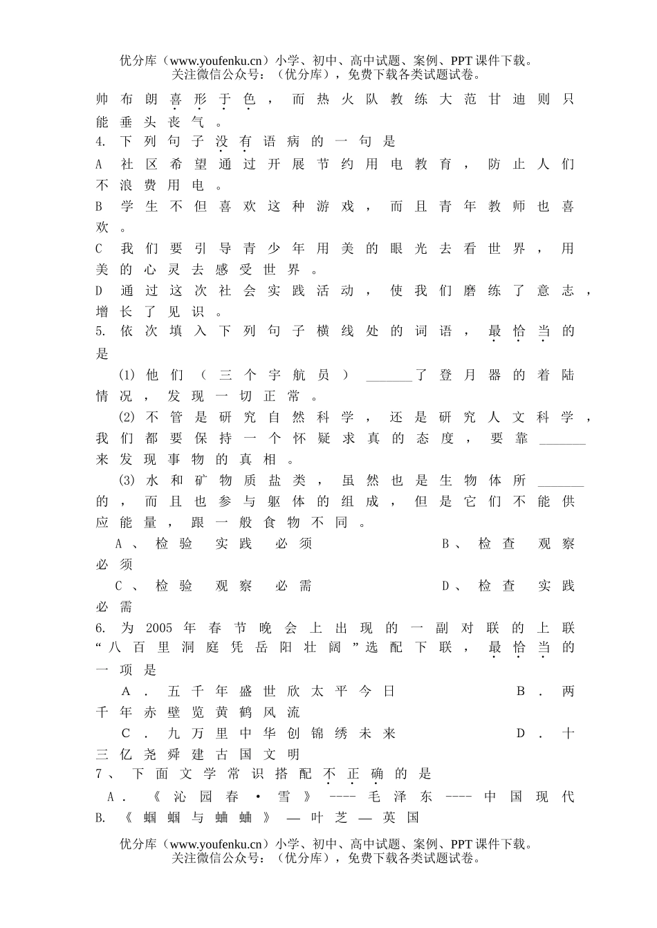 初中九年级语文上学期期中考试卷_第2页
