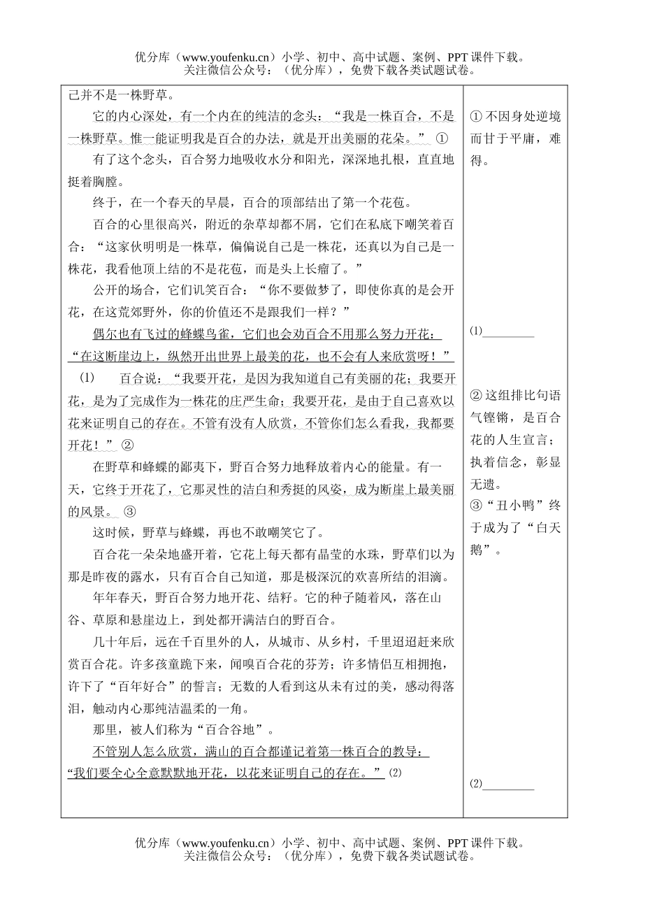 初中九年级语文调研卷[下学期]试卷_第2页