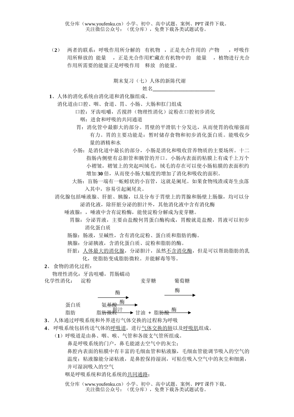 初中八年级科学植物的新陈代谢复习题试卷_第3页