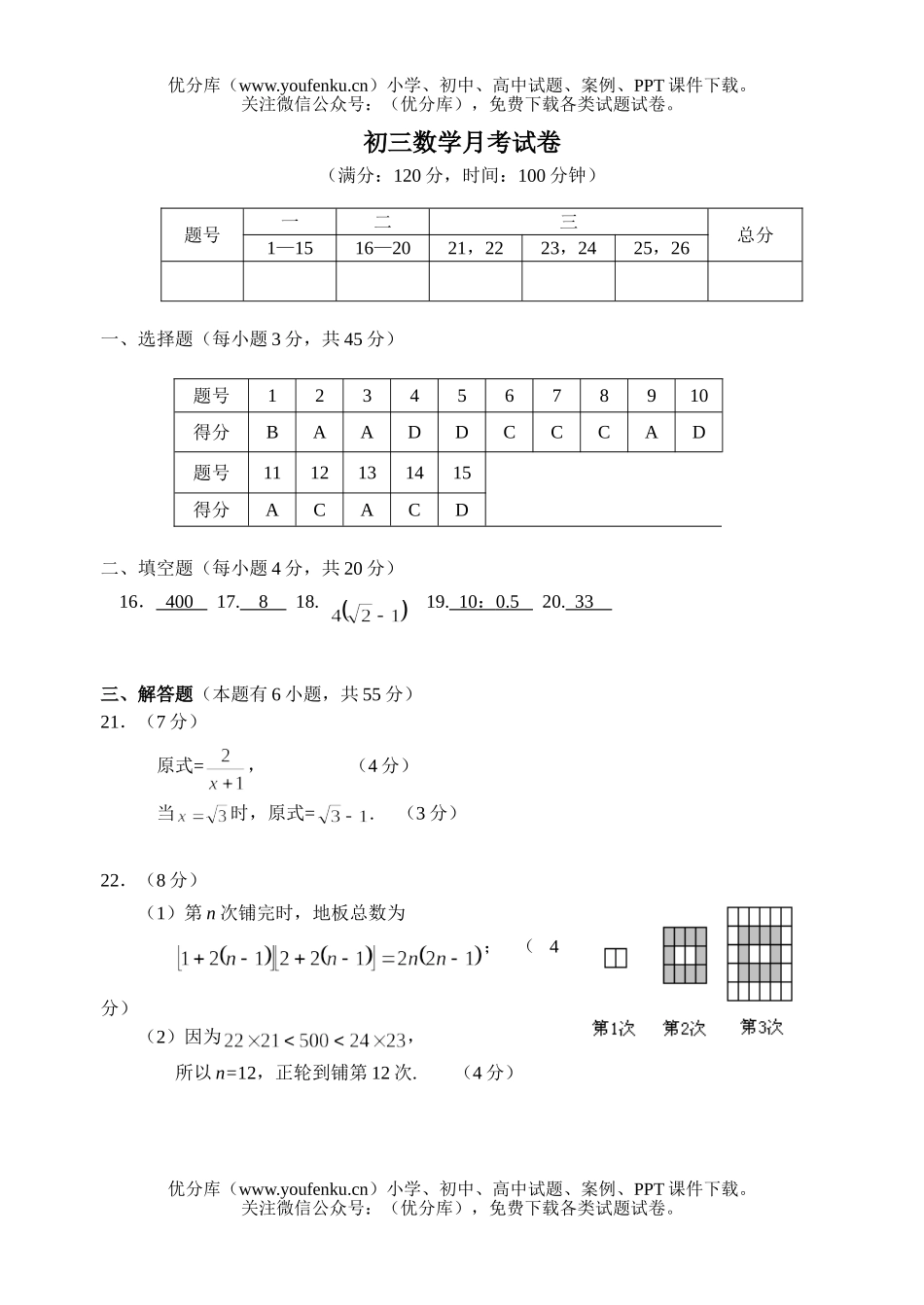 初中九年级数学各类招生模拟试卷_第1页