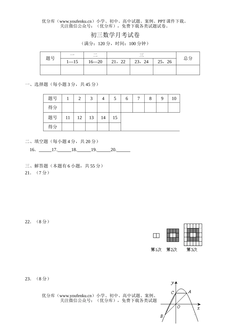 初中九年级数学各类招生模拟试卷_第1页