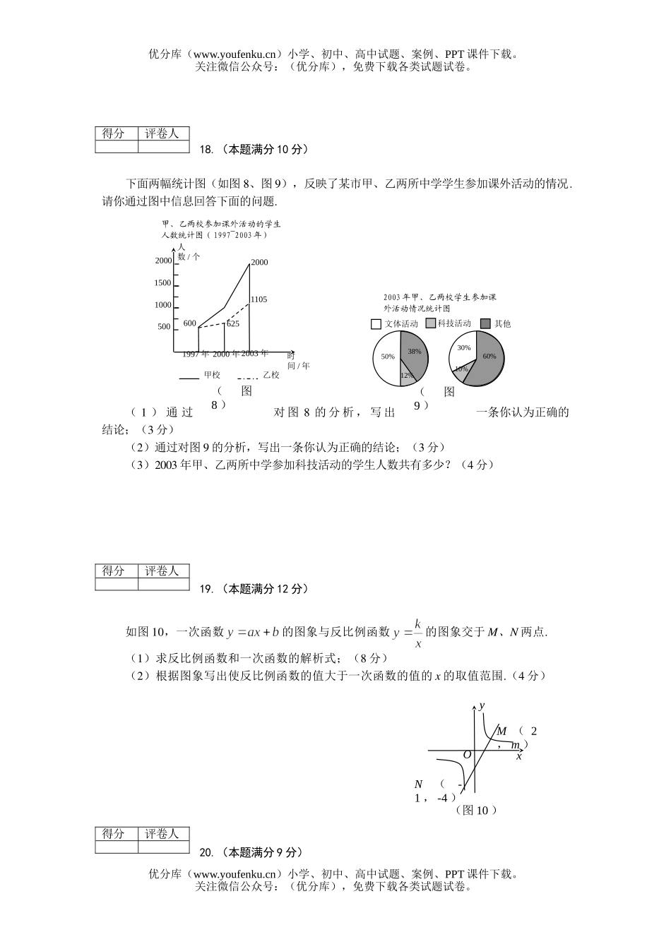 初中九年级数学2004年国家基础教育课程改革贵阳实验区升学考试卷_第3页